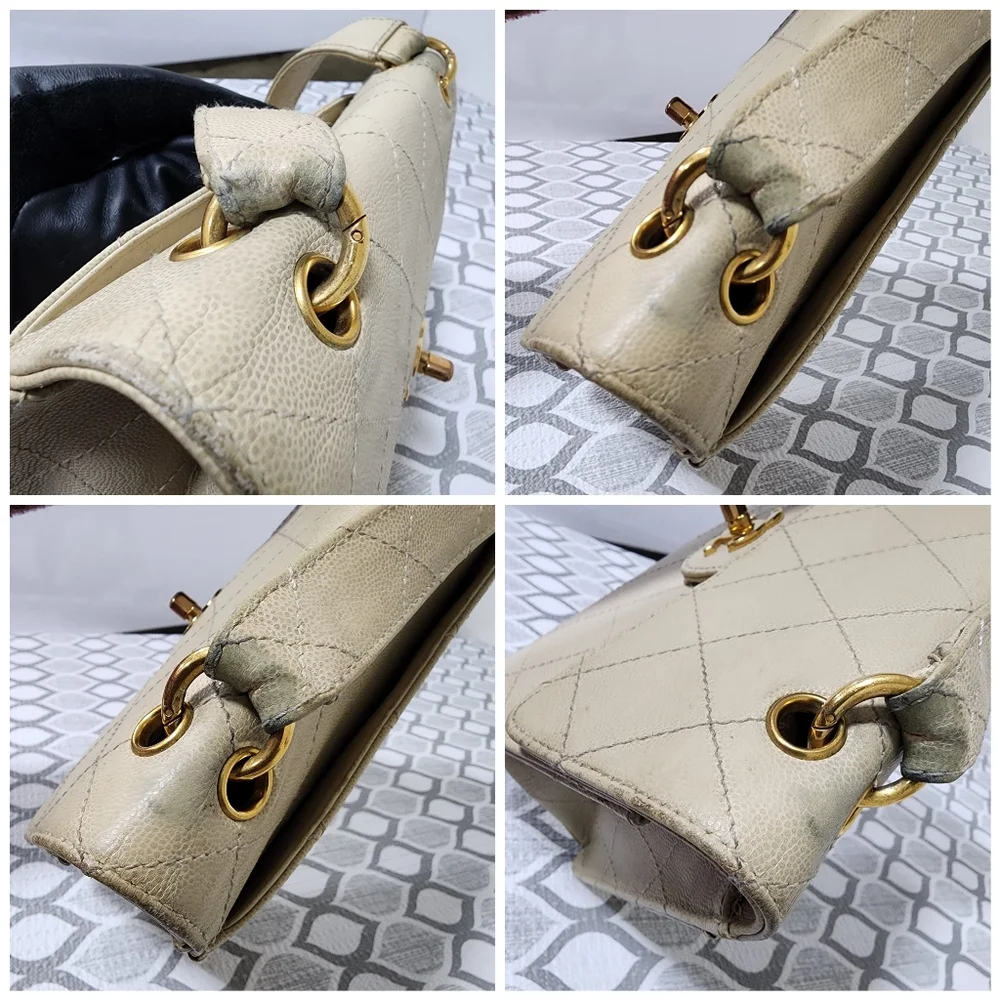 Chanel Vintage Classic Single Flap Bag Cream
